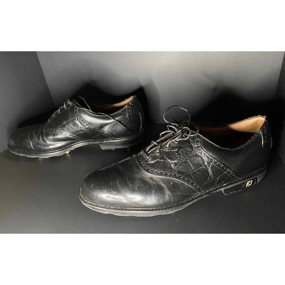 FootJoy Leather Icon Croc Saddle Black Mens 15 52108 Golf Spikes - Picture 5 of 7